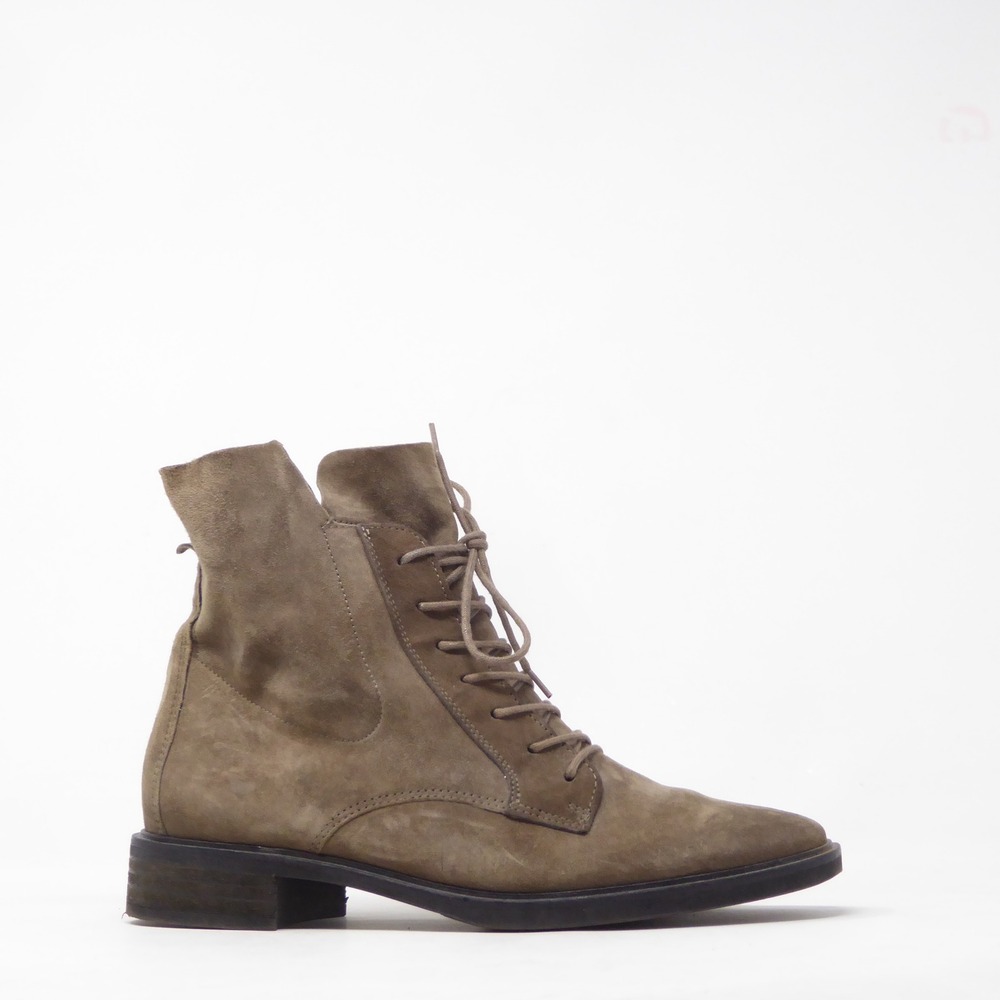 Paul Green Bernadette Moto Boots Brown Suede Lace Up Side Zip 3.5 UK / 6 US